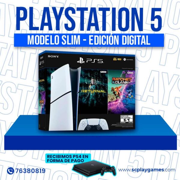 PlayStation 5 SLIM Edición Digital (sin lector) Bundle 2 juegos